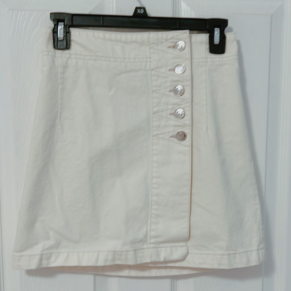 Current/Elliott Asymmetrical Cream Button Mini Sk… - image 6